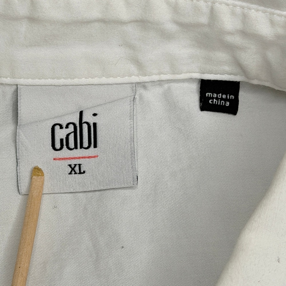 Cabi Button Down Shirt Women XL White Long Sleeve Flared High-Low 3291 - Picture 5 of 9
